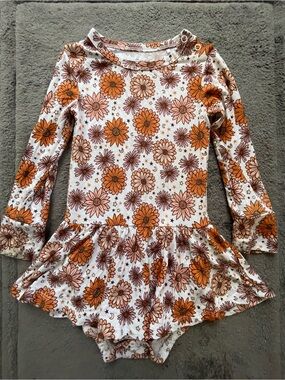 In My JammersGirls Floral Long-Sleeve Onesie Dress Bodysuit Bamboo 2t